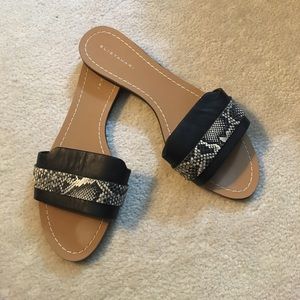 Elie Tahari Negril Black/White Leather Slides